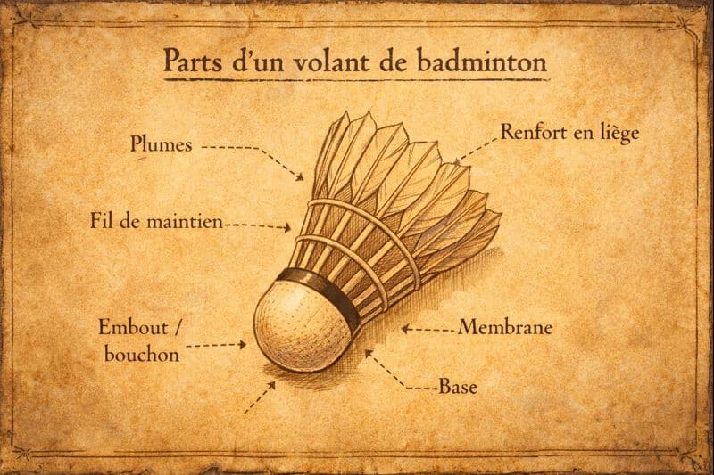 Quelles sont les parties volant badminton